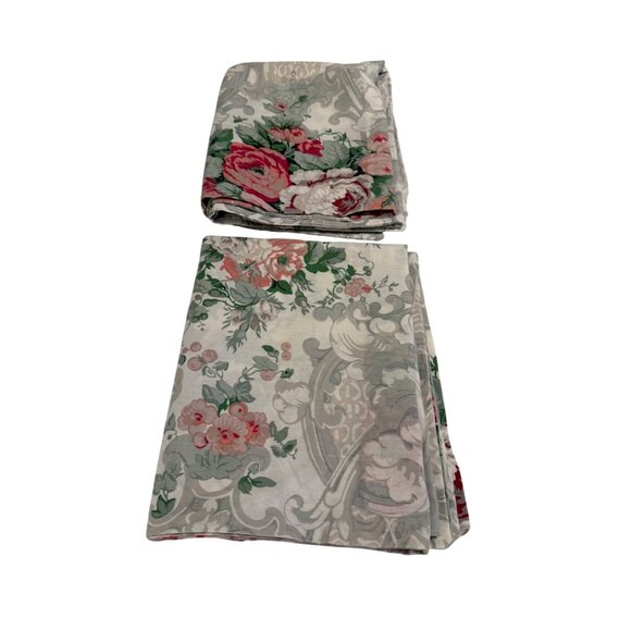 VTG 80s WestPoint Stevens King Shams  Floral cabbage Rose & Damask Cottage core - Picture 1 of 9